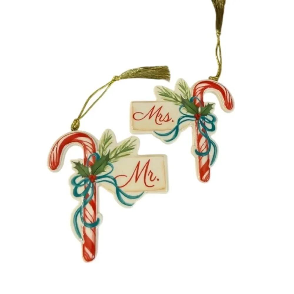 Lenox Mr. & Mrs. 2-pc porcelain candy cane ornament set